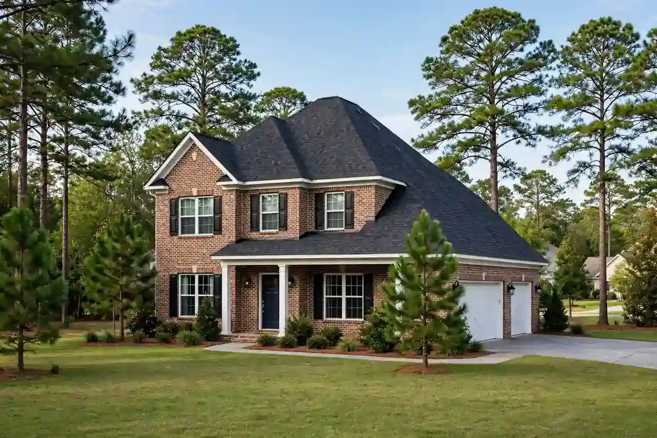 Residential home exterior with a new roof in Grovetown, Georgia