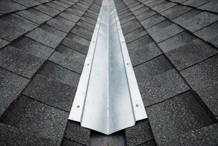 Roofing services work on a home exterior